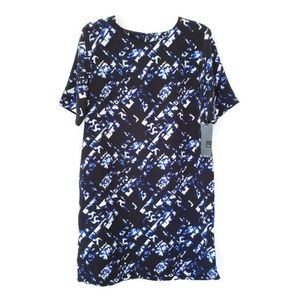 Mossimo Black and Blue Diagonal Print Dress Size L